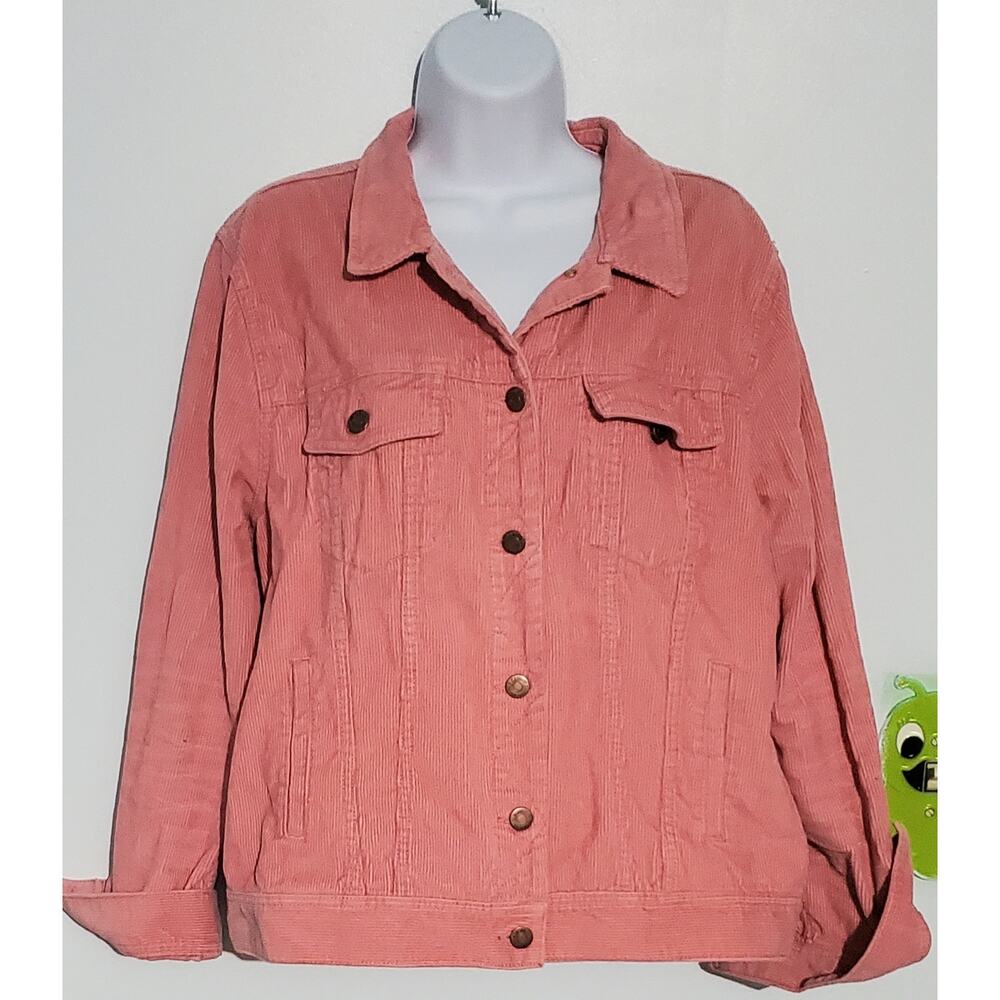 Old Navy Womens Pink Corduroy Jacket Size XL Minimalist Cottagecore Preppy